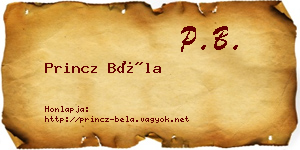 Princz Béla névjegykártya